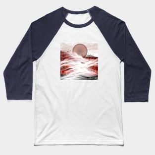 Sailing into the sunset, sunrise, sun, nature, landscape, ocean, boats, digital, summer, beach, sky, clouds, minimal, art, sea, travel, red Baseball T-Shirt